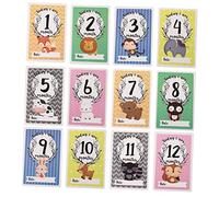 Toyvian 24pcs Animal Monthly Cards for Photography and Home Decor Double-Sided Growth Record Signage for Newborns