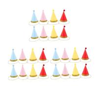 Toyvian 24pcs Birthday Cone Party Hats with Pom Poms and Gold Edge Paper Party Headwear for Celebrations Festivals and S