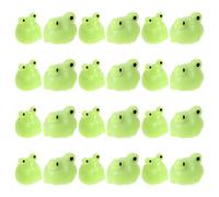 Toyvian 24pcs Cute Green Frog Figurines Miniature Resin Ornaments for Desktop Decoration Pack for Fairy Garden Landscape and Home Accessories