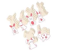 Toyvian 24Pcs DIY Unfinished Easter Wood Bunny Cutouts Lightweight Safe Wooden Rabbit Ornaments for Painting and Spring Decorations Family Craft Kit