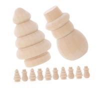 Toyvian 24pcs DIY Wooden Christmas Tree and Snowman Craft Figures Unfinished Mini Peg Dolls for Creative Painting and Coloring Xmas Wooden Decorations for Family Art Projects and Holiday