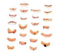 Toyvian 24Pcs Fake Teeth for Halloween Gnarly and Ugly Teeth Props for Costume Parties Cosplay and Scary Theme Events Create Spooky Atmosphere