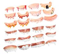 Toyvian 24Pcs Halloween Dentures Funny Fake Teeth for Costume Parties Zombie Teeth Props for Pranks and Cosplay Safe Material for Spooky Fun