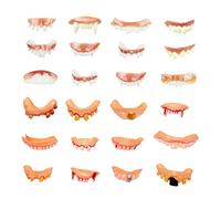 Toyvian 24Pcs Halloween Fake Teeth Solid Pearlized Teeth for Costume Parties Cosplay Haunted House Decorations