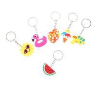 Toyvian 24pcs Hawaiian Summer Keychain with Beach Party Favors Cute PVC Bag Hanging Decorations Featuring Flamingo Ice Cream Watermelon More for Luau and Tropical Events