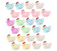 Toyvian 24pcs Luminous Mini Resin Chickens Glow Dark Tiny Figurines for Home Decor Cute Miniature Chicken Ornaments Desk Decoration and