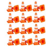 Toyvian 24pcs Mini Orange Traffic Cones Road Signs Realistic Construction Safety Barriers for Learning Driving Rules Family Interactive Educational Playset