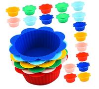 Toyvian 24Pcs Reusable Silicone Muffin Baking Liners Cups Food-Grade Non-Stick Bakeware for Cake Shops Bakeries Home Use