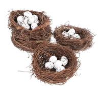 Toyvian 24pcs Simulation Rattan Bird Nest Easter Egg Ornament Party Diy Decor (4pcs 12cm Nest, 20pcs Eggs)