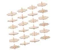 Toyvian 24Pcs Unfinished Wooden Gyro Portable DIY Painting Craft for Hand-eye Coordination Educational with Wood Tops
