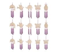 Toyvian 24pcs Wind Chimes, Kids Diy Wooden Animal Shapes Craft Set with Iron Tubes Small Wind Chimes for Outdoor Birthday Party Favors Classroom Activities