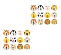 Toyvian 24sheets Monthly Stickers Animal Design Self-Adhesive Decals for Newborns Reusable for Photo Albums Newborn Markers