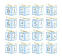 Toyvian 25 Sets Shower Favor Boxes Candy Cases with Blue Boxes, Round Hanging Cards, Glitter Decoration for Shower Party Favors and Guest