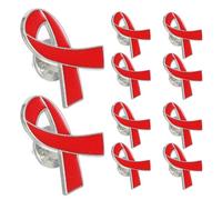 Toyvian 25pcs Red Ribbon Awareness Lapel Pins Satin Brooch Pins for Charity Health Prevention Campaigns Women’s Decorative Brooches