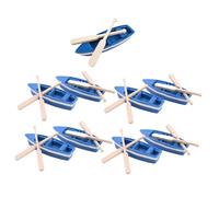 Toyvian 27pcs Beach Style Miniature Boat and Wooden Paddle Set for Dollhouse Micro Landscape, Blue Resin Rowboat Ocean Decor Kit for Seaside Scene DIY Desktop Accessories