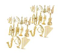 Toyvian 28pcs Tiny Musical Instrument Decorations for Christmas Tree Lightweight Violin Flute Trumpet Saxophone DIY Hanging Ornaments for Holiday Home Decor