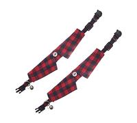 Toyvian 2Pcs Adjustable Cat Collar with Bell Cute Plaid Design for Kittens Comfortable and Durable Cloth Material for Daily Wear and Special Occasions Red Blue