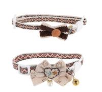Toyvian 2pcs Adjustable Cat Collars with Breakaway Design and Bells, Elegant Polyester Bow Tie Cat Jewelry for Small Breed Pets, Suitable for Special Occasions and Everyday Use