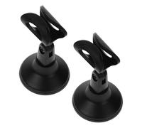 Toyvian 2pcs Adjustable Desktop Mic Stand round Base Microphone Holder Black Plastic User-friendly Easy to Clean for Recording Studios and Public Speaking Events