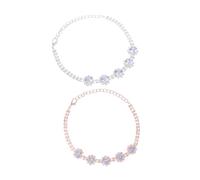 Toyvian 2pcs Adjustable Pet Necklace for Cats and Dogs Rose Gold Decorative Collars with Stylish Charms Comfortable Lightweight Jewelry for Puppies and Kittens and Scratch