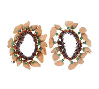 Toyvian 2pcs African Tribal Style Nut Shell Wrist Bell Bracelet Made from Wood and Coconut Shell, Creative Musical Instrument Toy for Dance Party and Accompanying The Drum