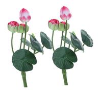 Toyvian 2PCS Artificial Lotus Flowers EVA Material Realistic Texture Simulation Lotus Flower Bouquets for Home Office Temple Decor Symbolizing Purity and Harmony