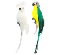 Toyvian 2pcs Artificial Parrot Models Foam Simulation Bird Decor for Garden Indoor Outdoor Use Lifelike Creative Desktop Ornaments for Home Office Micro Landscaping