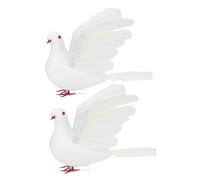 Toyvian 2pcs Artificial Pigeon Bird Decorations Realistic Foam and Plastic Dove Figurines Lightweight Portable Home and Garden Ornament for Wedding and Holiday Parties