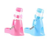 Toyvian 2pcs Automatic Pet Water Dispenser Pink Blue for Hamster Small Animals Water Bottle Bracket Leakproof Design for Home Cage and Garden Use as Hamster Feeder Bottle