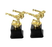 Toyvian 2Pcs Award Trophy Cup for Taekwondo Competition Durable Celebration Trophy with Martial Move Design Prize for Winners and Ceremony Events