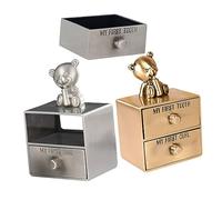 Toyvian 2pcs Baby Tooth Holder First Tooth Curl Keepsake Box Sturdy Metal Jewelry Storage Container for Baby Gift
