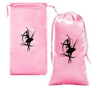 Toyvian 2pcs Ballet Shoe Bags Drawstring Pouches 13x27cm Satin Soft Sole Dance Shoe Storage for Ballet Practice and Travel