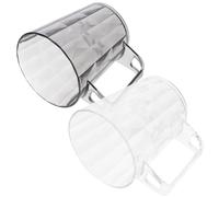 Toyvian 2pcs Bathroom Tumbler 400ml ABS Reusable Plastic Toothbrush Cups | White Ceramic Toothbrush Holder, Portable Lightweight Design, Travel Camping Use, Easy to Clean