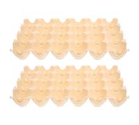 Toyvian 2pcs Beige Egg Storage Box 24 Slots Reusable Food-Grade Egg Holder Tray for Refrigerator Kitchen Container for Bulk Organization and Freshness Preservation