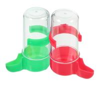 Toyvian 2pcs Bird Water Feeders with Water Dispensers Plastic Bird Drinking Accessories for Parrots and Budgies in Red and Green for Cage Use