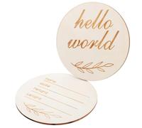 Toyvian 2pcs Birth Announcement Sign Wooden Keepsake Plaque for Newborn Name Details Elegant Photo Prop for Hospital Nursery for Boys Girls
