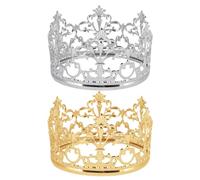 Toyvian 2pcs Birthday Cake Crown Topper: Elegant Mini Tiara Royal Themed Cake Decorations Crown Ornament For Girls Princess Headpiece Crafts And Flower Bouquets