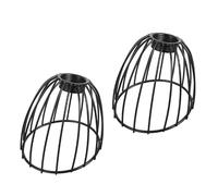 Toyvian 2Pcs Black Metal Cage Lampshade Light Bulb Guard, Rustic Iron Wire Vintage Hanging Lamp Shade for Bedroom Dining Room Farmhouse Lighting Fixture