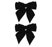 Toyvian 2pcs Black Pre-tied Bow Tie Brooch Pins for Men, Classic Soft Cloth Material with Comfortable Double-layered Bowknot Design, for Formal Occasions and Wedding Accessories