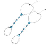 Toyvian 2Pcs Blue Rhinestone Heart Foot Chain Anklets for Women, Beach Anklet Jewelry Set, Fashion Toe Rings and Ankle Bracelets Summer Accessories