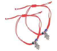 Toyvian 2pcs Braided Bracelet String Bracelet Fashion Rope Glass Beads Adjustable Gift for Good Fortune Daughter Friend Valentine's Day