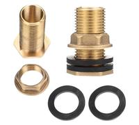 Toyvian 2Pcs Brass Bulkhead Water Tank Connectors with Female and Male Bsp Threads, 3/4" Inner X 1" Outer, Includes 2 Gaskets, Brass Plumbing Fittings for Garden Hose and Water Storage