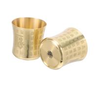 Toyvian 2pcs Brass Kung Fu Teacups Vintage Pattern Altar Bowls for Tea Tasting and Buddhist Offerings Handleless Chinese Retro Goblets Suitable for Coffee Espresso and Home