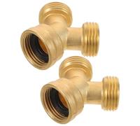 Toyvian 2pcs Brass Two-Way Y-Type Splitter Hose Adaptor with Quick Connect and Dual Water Line Control, Sturdy Three Outlets Fitting for Landscape and Balcony Care