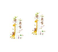 Toyvian 2pcs Cartoon Giraffe Monkey Height Chart Growth Decals Wall Stickers for Boys and Girls Rooms Bedroom Decor Home