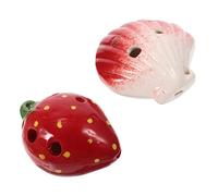 Toyvian 2pcs Cartoon Ocarina Beginner Instrument Creative Ceramic Wind Musical Toy Strawberry Shell Design for Travel Souvenirs and Practice