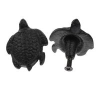 Toyvian 2pcs Cast Iron Turtle Cabinet Pulls for Wooden Case and Vanity | Antique Retro Black Finish, Smooth Decorative Accent for Hotel Rooms, Decor and Coastal Interiors