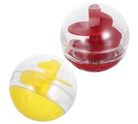 Toyvian 2pcs Cat Treat Dispensing Puzzle Box for Kittens - Interactive Plastic Food Dispenser - Slow Feeding Enrichment Iq Training in Red and Yellow for Indoor Use