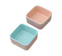 Toyvian 2Pcs Ceramic Hamster Bowl Reusable Small Pet Feeders for Hamsters Chinchillas Bite Resistant Mini Food Dish Orange and Blue Easy to Clean Durable Animal Feeding Bowls