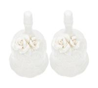 Toyvian 2pcs Ceramic Handheld Bell with Engraved Porcelain for Service Call and Christmas Decorations Rustic Farmhouse Tabletop Call Bell with Clear Resonant Sound for Classroom Party